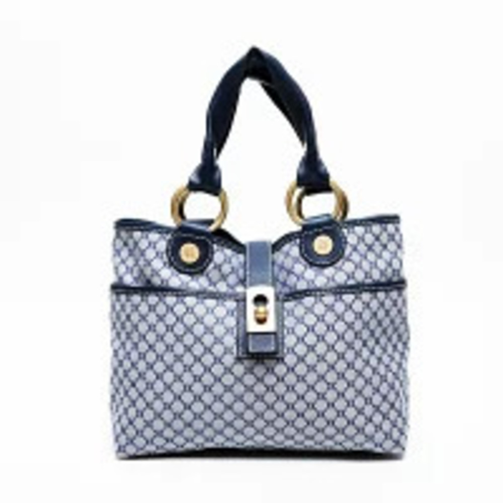 Celine Macadam Canvas Handbag Navy Blue - Picture 2 of 13